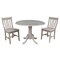 International Concepts Round 42 in Dual Drop Leaf Table with 2 Schoolhouse Chairs, Washed Gray Taupe, 42 in W, 42 in L K09-42DP-C61P - alternate 1